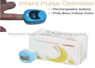 中国 OLEDの表示子供のための青/ピンク/黄色の指先の脈拍の酸化濃度計 サプライヤー